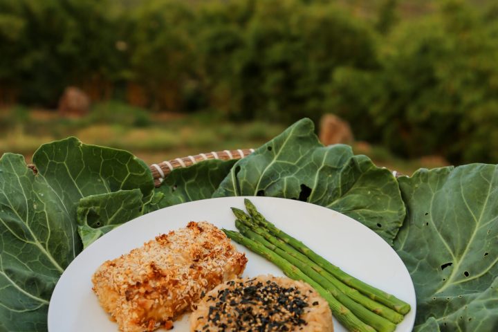 a plate of food with broccoli